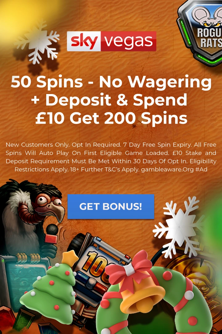 50 Spins - No Wagering <br>+ Deposit & Spend £10 Get 200 Spins