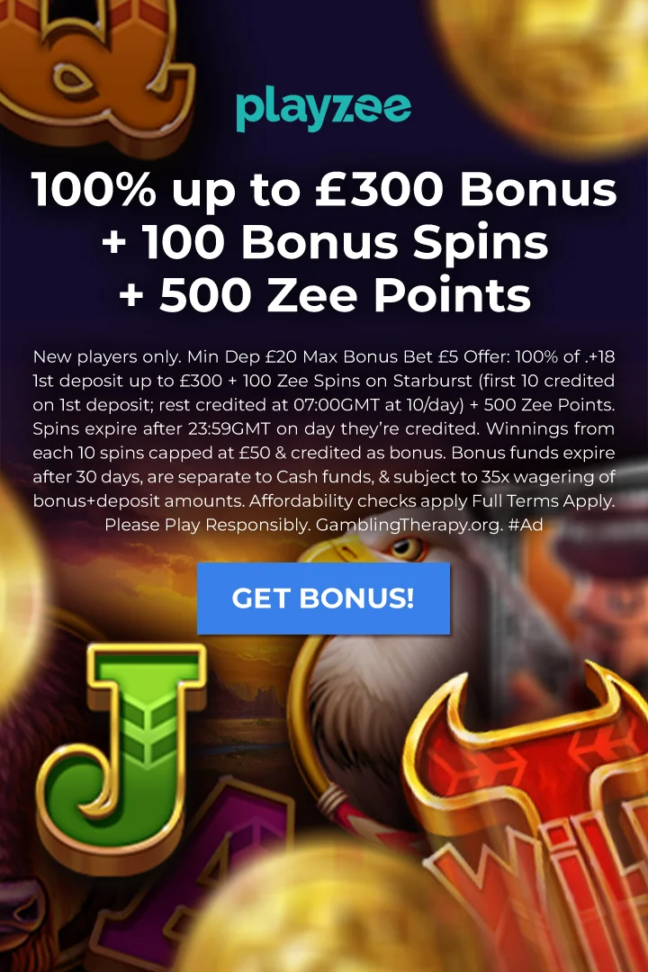 100% Up To £300 + 100 Bonus Spins