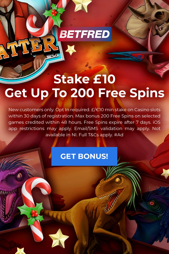 Stake £10 & Get<br>Up To 200 FREE SPINS