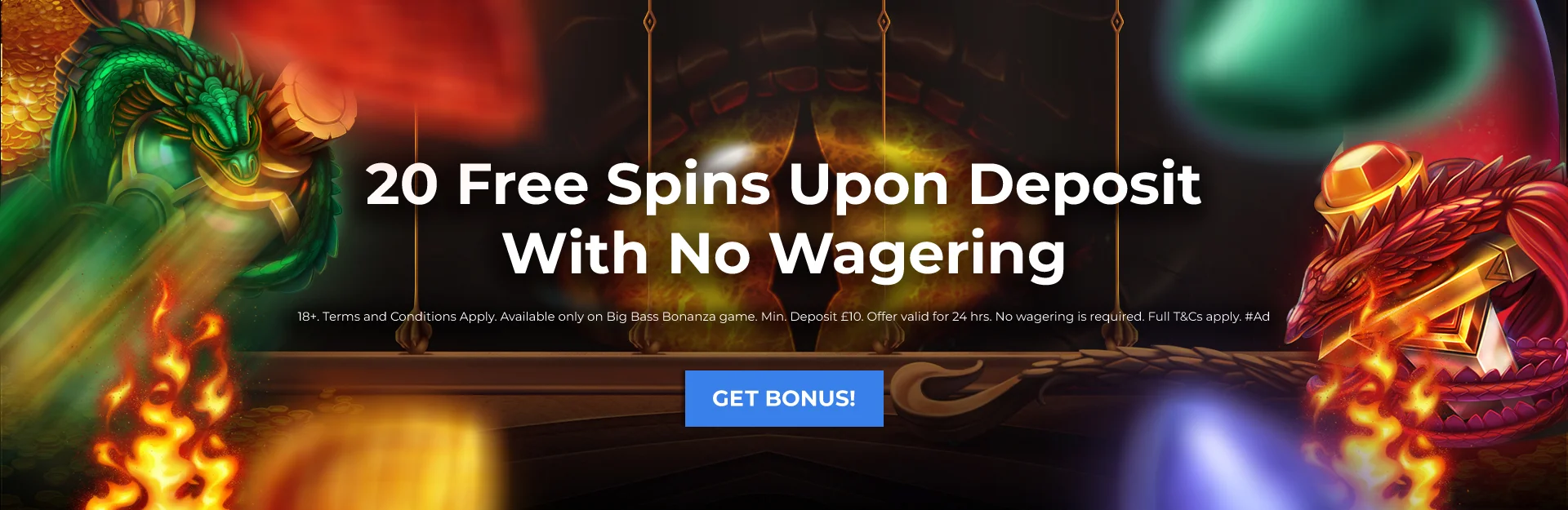 20 Free Spins Upon Deposit<br>With No Wagering